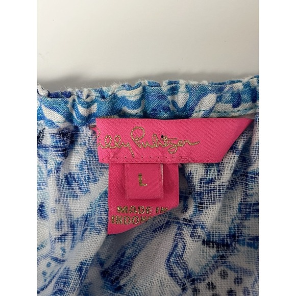 Lilly‎ Pulitzer Jayden Linen Dress Large Amafi Blue by the Seashore Resort Beach - Picture 8 of 11